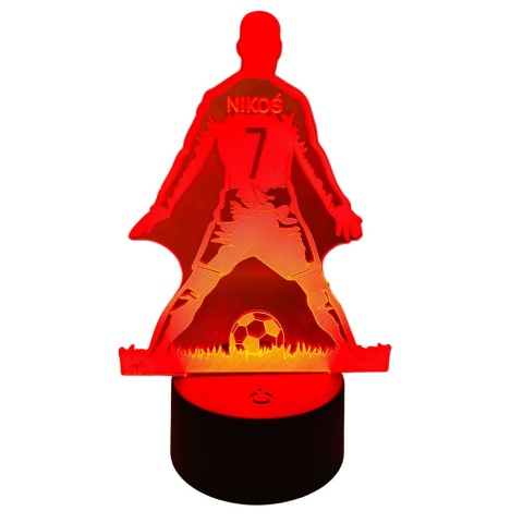 Lampka Piłkarza z Imieniem - Prezent dla Chłopca 4 5 6 7 8 9 10 11 12 13 14 lat Dziecka na Urodziny Święta