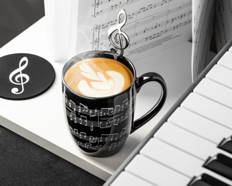 Zestaw Prezent dla Muzyka Mamy Taty Żony Męża Córki Syna - Kubek + Podkładka + Łyżeczka