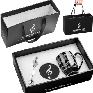 Zestaw Prezent dla Muzyka Mamy Taty Żony Męża Córki Syna - Kubek + Podkładka + Łyżeczka