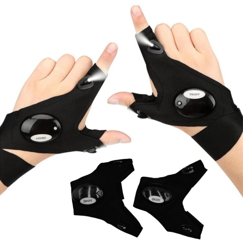 Niezbędnik Złotej Rączki Świecące Rękawiczki + Opaska Magnetyczna - Prezent dla Taty Dziadka Męża Mężczyzny Chłopaka na Święta