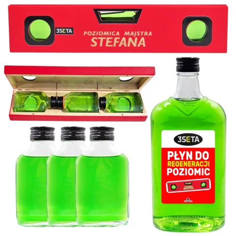 Poziomica Majstra z Własnym Imieniem + Buteleczki - Prezent Dla Budowlańca Faceta Taty na Urodziny