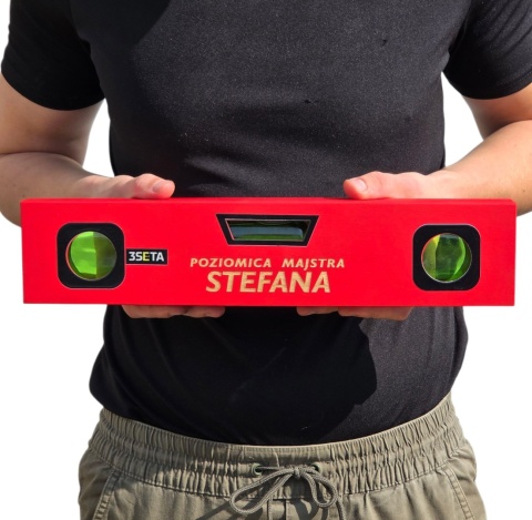 Poziomica Majstra z Własnym Imieniem + Buteleczki - Prezent Dla Budowlańca Faceta Taty na Urodziny