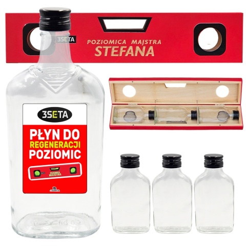 Poziomica Majstra z Własnym Imieniem + Buteleczki - Prezent Dla Budowlańca Faceta Taty na Urodziny