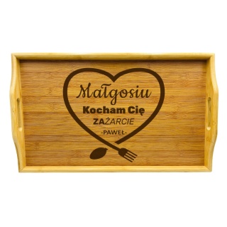 Stolik Śniadaniowy do Łóżka z Grawerem - Prezent dla Żony Męża Mamy Dziewczyny na Święta Urodziny