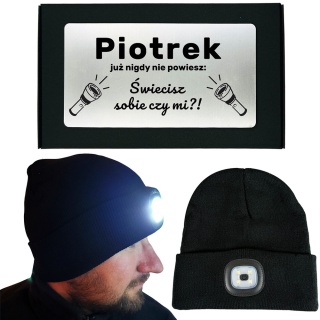Świecąca Czapka LED z Grawerem - prezent dla Męża Taty Dziadka Chłopaka Faceta Mężczyzny Teścia na Święta Urodziny