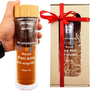 Termos Szklany dla Nauczyciela - Prezent na Dzień Nauczyciela dla Wychowawcy Bidon