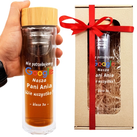 Termos Szklany dla Nauczyciela - Prezent na Dzień Nauczyciela dla Wychowawcy Bidon