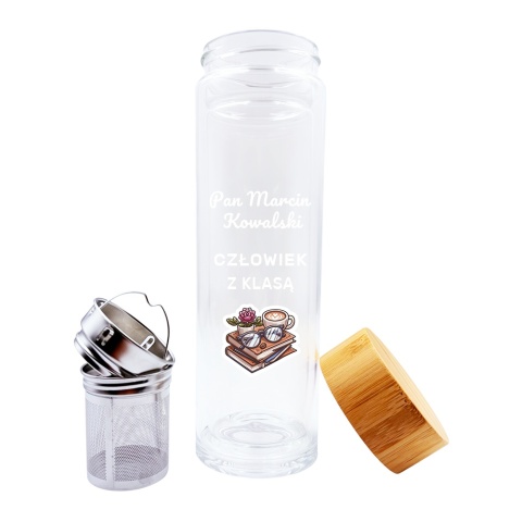 Termos Szklany dla Nauczyciela - Prezent na Dzień Nauczyciela dla Wychowawcy Bidon