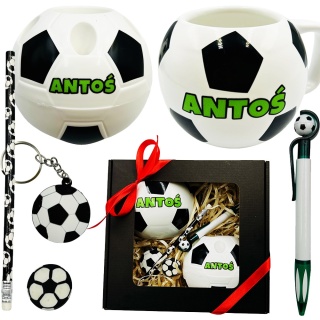 Zestaw 7w1 Prezent dla Piłkarza z Imieniem Chłopca 5 6 7 8 9 10 11 12 lat na Święta Urodziny - Kubek + Przybornik