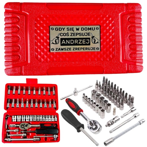 Zestaw Kluczy Nasadowych Bitów z Grawerem - prezent dla Męża Taty Dziadka Mężczyzny Chłopaka na Święta Urodziny