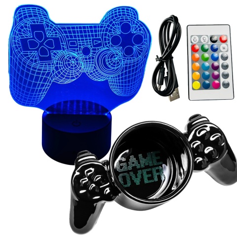 Zestaw Prezent dla Gracza Chłopca 5 6 7 8 9 10 11 12 na święta urodziny - kubek + lampka