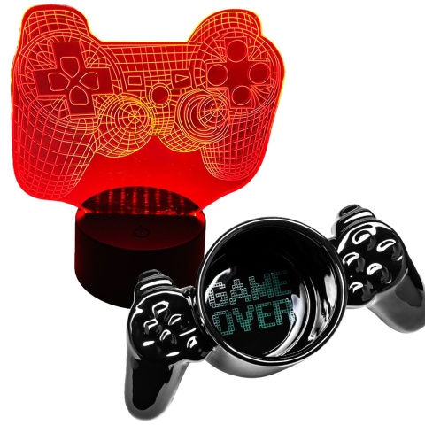 Zestaw Prezent dla Gracza Chłopca 5 6 7 8 9 10 11 12 na święta urodziny - kubek + lampka