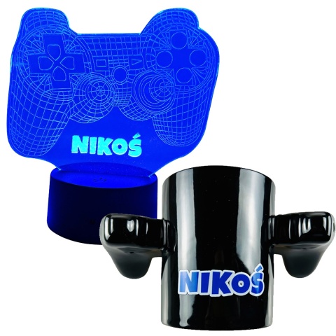 Zestaw Prezent dla Gracza z Imieniem Chłopca 5 6 7 8 9 10 11 12 na święta urodziny - kubek + lampka