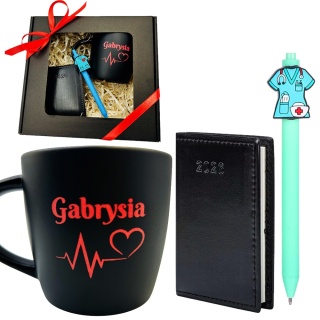 Zestaw Prezent dla Lekarza Pielęgniarki Medyka Żony Męża Mamy Taty na Święta - Kubek + Kalendarzyk + Długopis