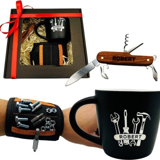 Zestaw Prezent dla Mechanika Taty Męża Dziadka na Święta Urodziny - Kubek + Scyzoryk + Opaska