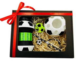 Zestaw Prezent dla Piłkarza Chłopca 4 5 6 7 8 9 10 lat na Święta Urodziny - Kubek Przybornik Bransoletka Odblask Ołówek Gumka