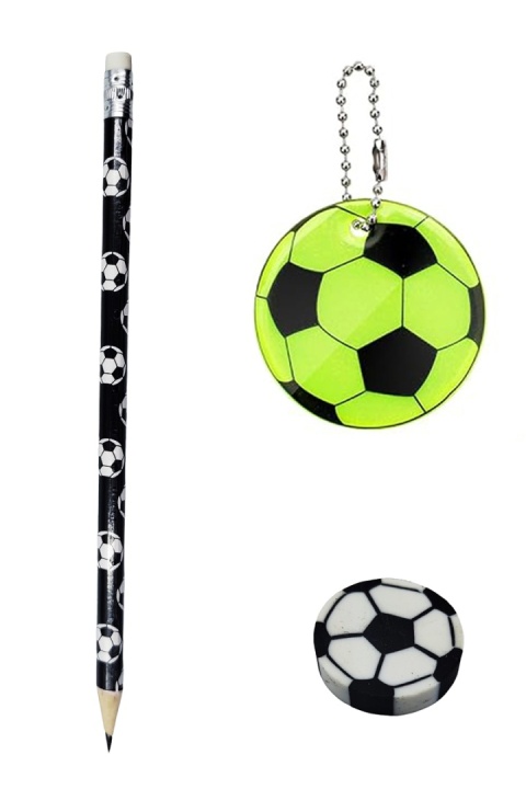 Zestaw Prezent dla Piłkarza Chłopca 4 5 6 7 8 9 10 lat na Święta Urodziny - Kubek Przybornik Bransoletka Odblask Ołówek Gumka