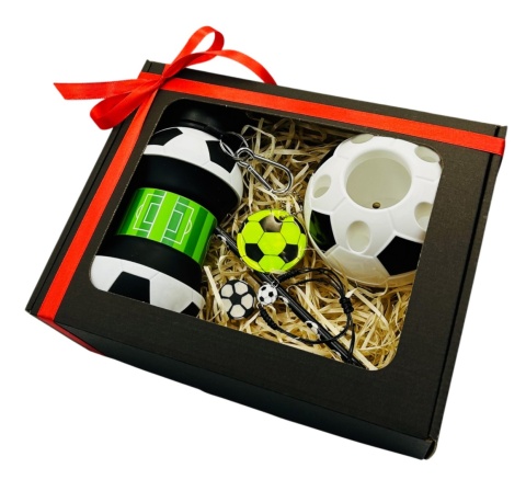 Zestaw Prezent dla Piłkarza Chłopca 4 5 6 7 8 9 10 lat na Święta Urodziny - Kubek Przybornik Bransoletka Odblask Ołówek Gumka