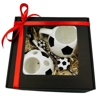 Zestaw 7w1 Prezent dla Piłkarza Chłopca 4 5 6 7 8 9 10 lat na Święta Urodziny - Kubek Przybornik Długopis Brelok Ołówek Gumka