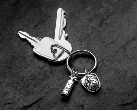 Zestaw Prezent dla Strażaka Taty Brata Męża Chłopaka na Święta Urodziny - Kubek + Brelok + Łyżeczka