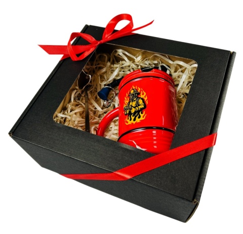 Zestaw Prezent dla Strażaka Taty Brata Męża Chłopaka na Święta Urodziny - Kubek + Brelok + Łyżeczka