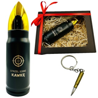 Zestaw Prezent dla Żołnierza Myśliwego Taty Męża Dziadka na Święta Urodziny - Termos + Brelok