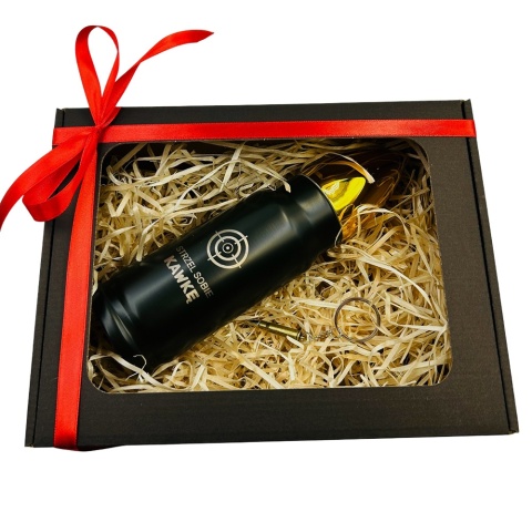 Zestaw Prezent dla Żołnierza Myśliwego Taty Męża Dziadka na Święta Urodziny - Termos + Brelok