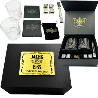 Zestaw do Whisky z Grawerem - Prezent dla Faceta Taty Męża Dziadka Chłopaka na Święta Urodziny