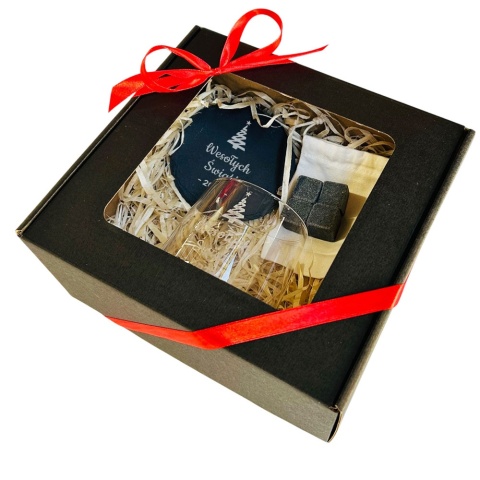 Zestaw do Whisky z Grawerem na Święta - prezent upominki paczki świąteczne dla pracowników klientów zestaw prezentowy kosz