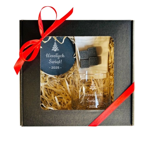 Zestaw do Whisky z Grawerem na Święta - prezent upominki paczki świąteczne dla pracowników klientów zestaw prezentowy kosz
