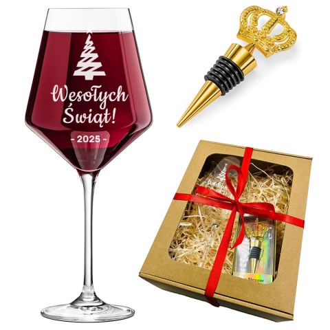 Zestaw do Wina z Grawerem - prezent na Święta upominki paczki świąteczne dla pracowników klientów zestaw prezentowy kosz box