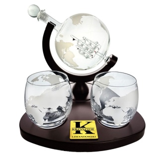 Zestaw do Whisky Karafka Globus z Grawerem - Prezent dla Taty Męża Dziadka Szefa Teścia Faceta Mężczyzny na Święta Urodziny