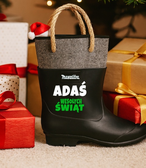 Gumofilc na Flaszkę Maszlitra na Święta - Śmieszny Prezent dla Taty Dziadka Brata Męża Teścia Mężczyzny na Święta Kalosz Gumiak