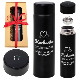 Kubek Termiczny Kochanie Jedź Ostrożnie - Prezent na Walentynki dla Niego Męża Chłopaka