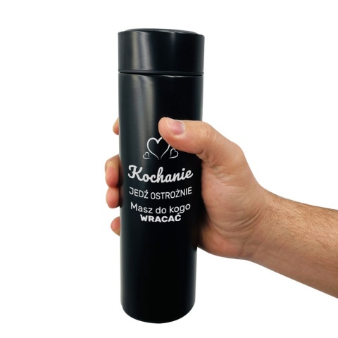 Kubek Termiczny z Grawerem Kochanie Jedź Ostrożnie - Prezent na Walentynki dla Niego Męża Chłopaka