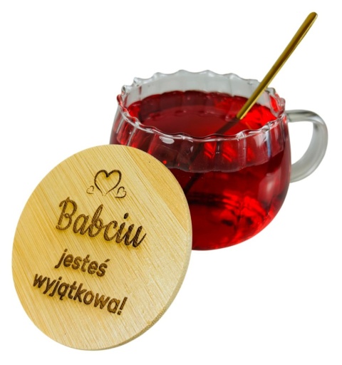 Filiżanka 450 ml z Pokrywką i Łyżeczką dla Babci - Prezent na Dzień Babci i Dziadka Świadka