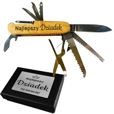 Scyzoryk Multitool 14w1 z Grawerem dla Dziadka - Prezent na Dzień Babci i Dziadka Święta Urodziny