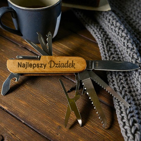 Scyzoryk Multitool 14w1 z Grawerem dla Dziadka - Prezent na Dzień Babci i Dziadka Święta Urodziny