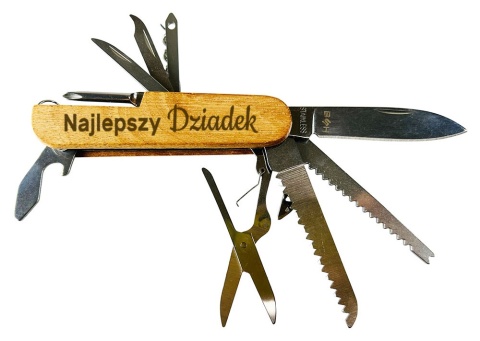 Scyzoryk Multitool 14w1 z Grawerem dla Dziadka - Prezent na Dzień Babci i Dziadka Święta Urodziny