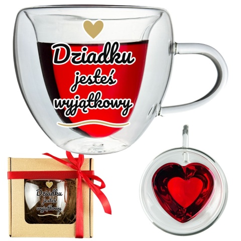 Szklanka Termiczna Serce dla Dziadka - Prezent na Dzień Babci i Dziadka Święta