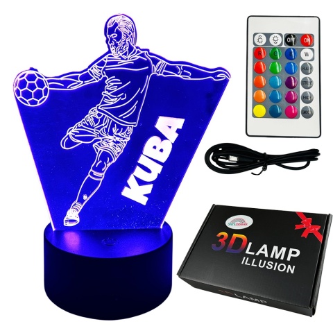 Lampka Piłka Piłkarza z Imieniem - Prezent dla Chłopca 4 5 6 7 8 9 10 11 12 13 14 lat Dziecka na Urodziny Święta