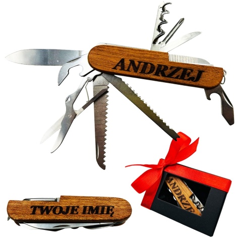 Scyzoryk Multitool 14w1 z Grawerem - Prezent dla Męża Taty Dziadka Mężczyzny Chłopaka Brata na Święta Urodziny