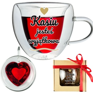 Szklanka Termiczna Serce z Imieniem dla Żony Dziewczyny - Prezent na Walentynki dla Niej