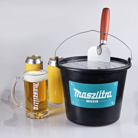 Wiadro MaszLitra + Kufel - Śmieszny Prezent dla Budowlańca Mężczyzny Męża Taty Brata na Święta Urodziny