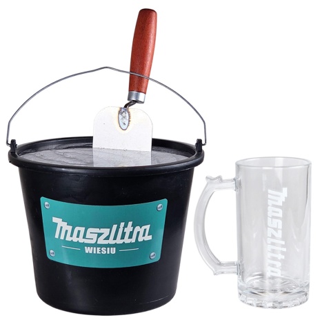 Wiadro MaszLitra + Kufel - Śmieszny Prezent dla Budowlańca Mężczyzny Męża Taty Brata na Święta Urodziny