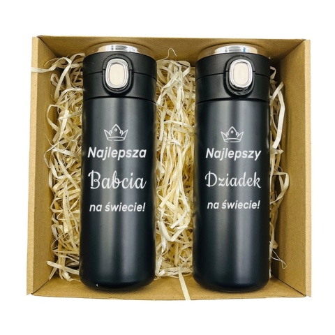 Zestaw dla Babci i Dziadka 2x Kubek Termiczny z Grawerem - Prezent na Dzień Babci i Dziadka