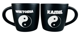 Zestaw Kubków Yin Yang z Imionami - prezent dla pary rodziców przyjaciół żony męża chłopaka dziewczyny na Święta