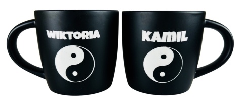 Zestaw Kubków Yin Yang z Imionami - prezent dla pary rodziców przyjaciół żony męża chłopaka dziewczyny na Święta