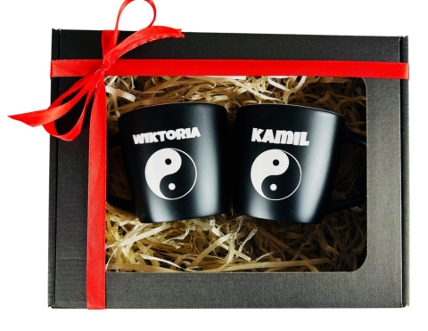 Zestaw Kubków Yin Yang z Imionami - prezent dla pary rodziców przyjaciół żony męża chłopaka dziewczyny na Święta
