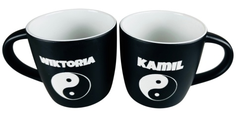 Zestaw Kubków Yin Yang z Imionami - prezent dla pary rodziców przyjaciół żony męża chłopaka dziewczyny na Święta